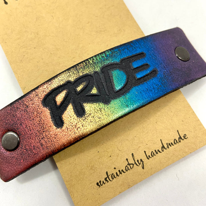 PRIDE One Word Caption for for LGBTQIA+ Diversity / Stamped Hair Clip Barrette-2