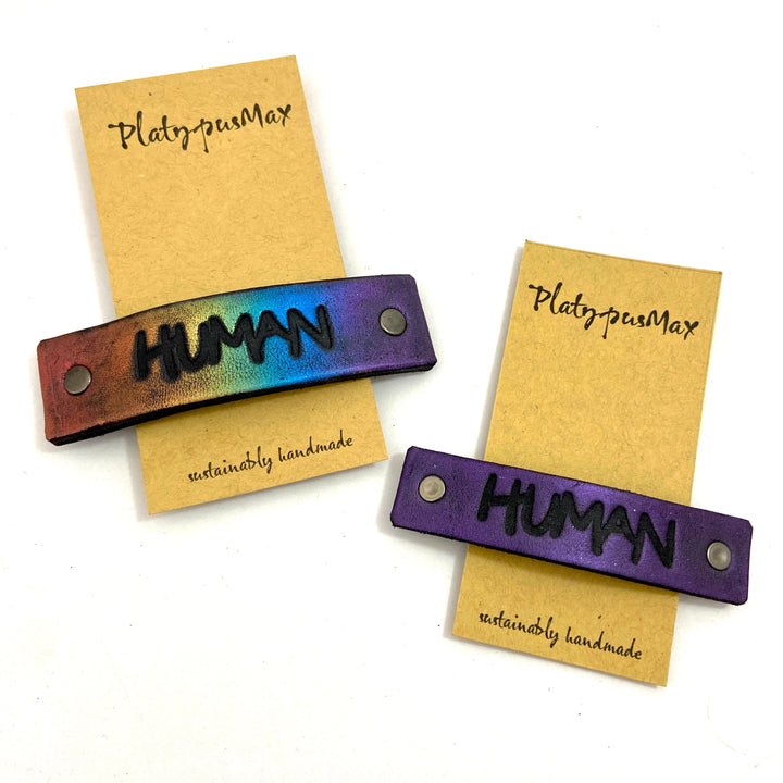 HUMAN One Word Caption for Diversity & Pride / Stamped Hair Clip Barrette-0