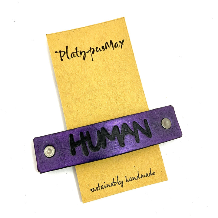 HUMAN One Word Caption for Diversity & Pride / Stamped Hair Clip Barrette-2