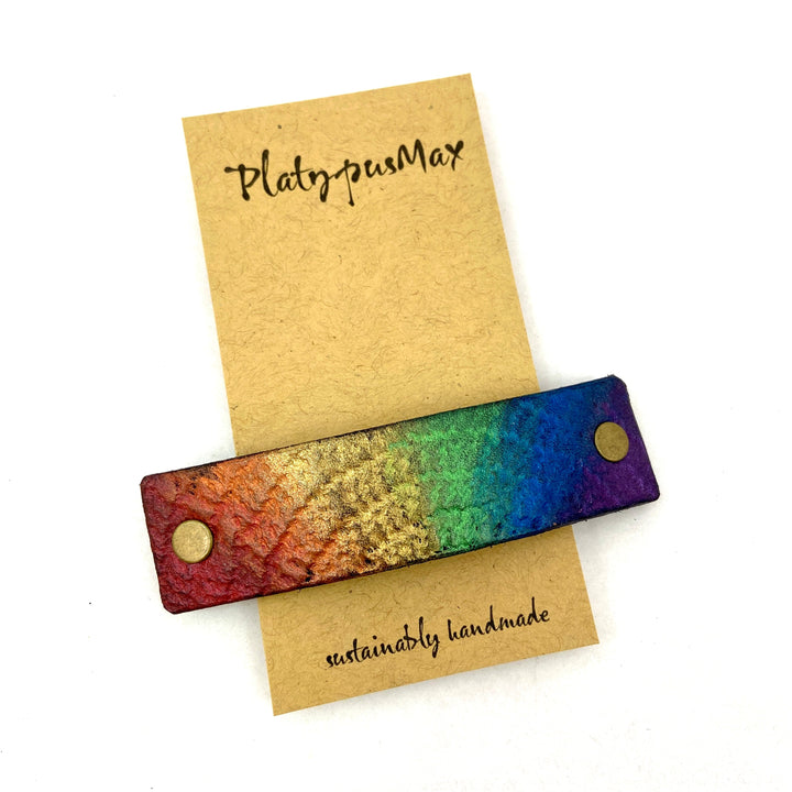 Rainbow Pride Textured Leather Hair Barrette-0