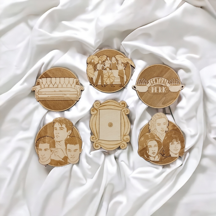 Set of 6 Friends Wooden Coasters - Handmade Gift - Housewarming - Wood Kitchenware-0