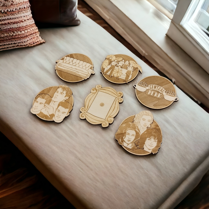 Set of 6 Friends Wooden Coasters - Handmade Gift - Housewarming - Wood Kitchenware-1