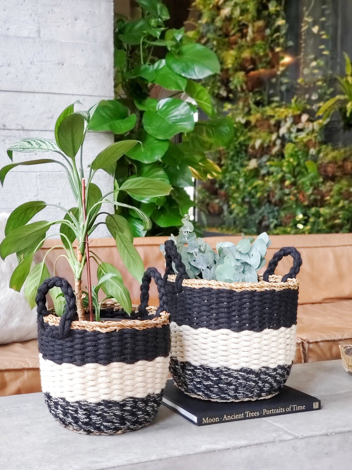 Ula Stripe Basket - Black-1