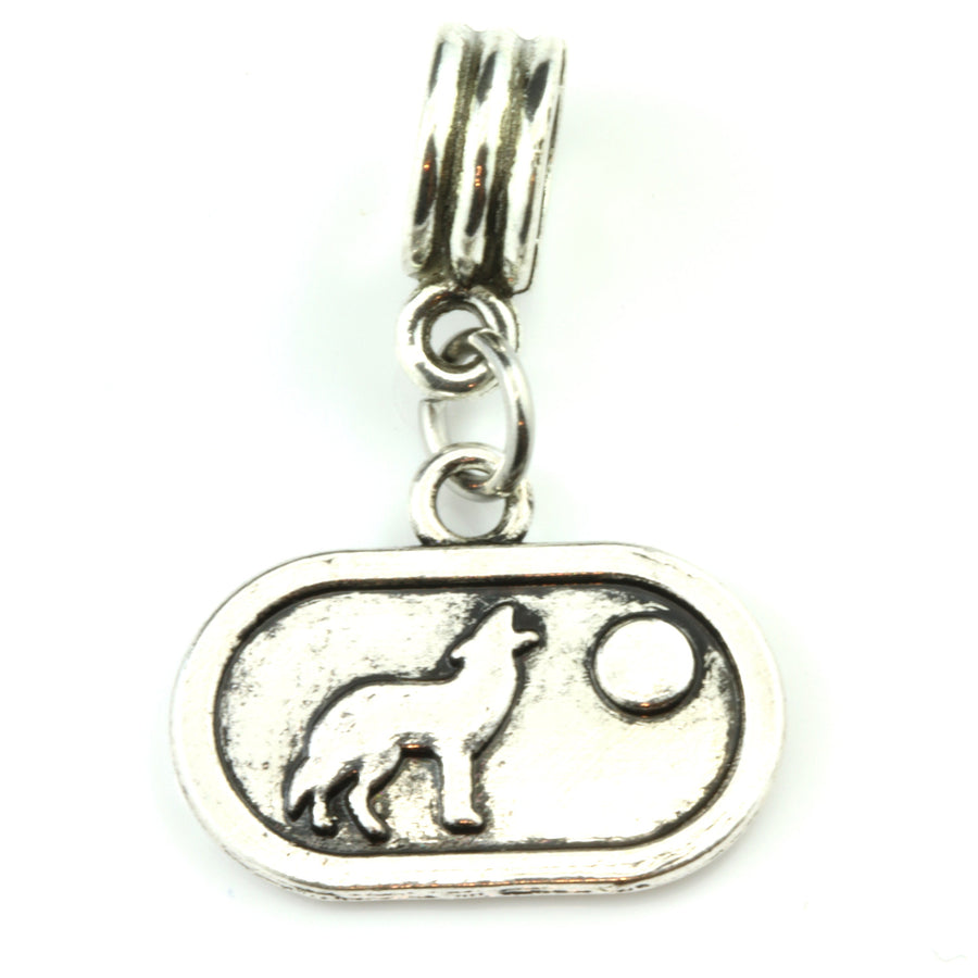 Wolf Howling at Moon Charm-0