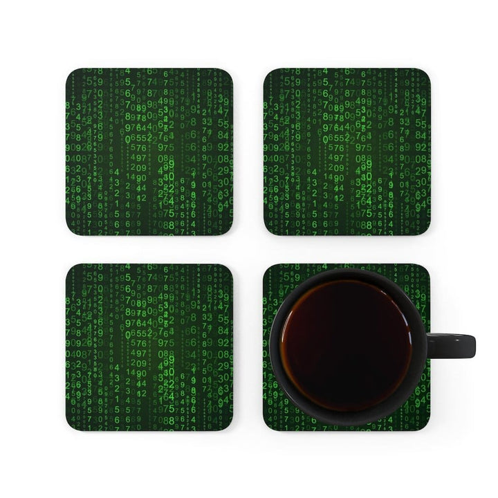 Corkwood Coaster 4 Piece Set, Digital Code Style Coasters-5