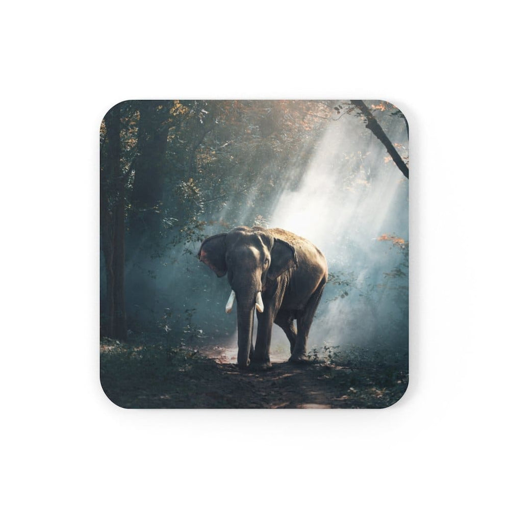 Corkwood Coaster 4 Piece Set, Elephant Art Style Coasters-1