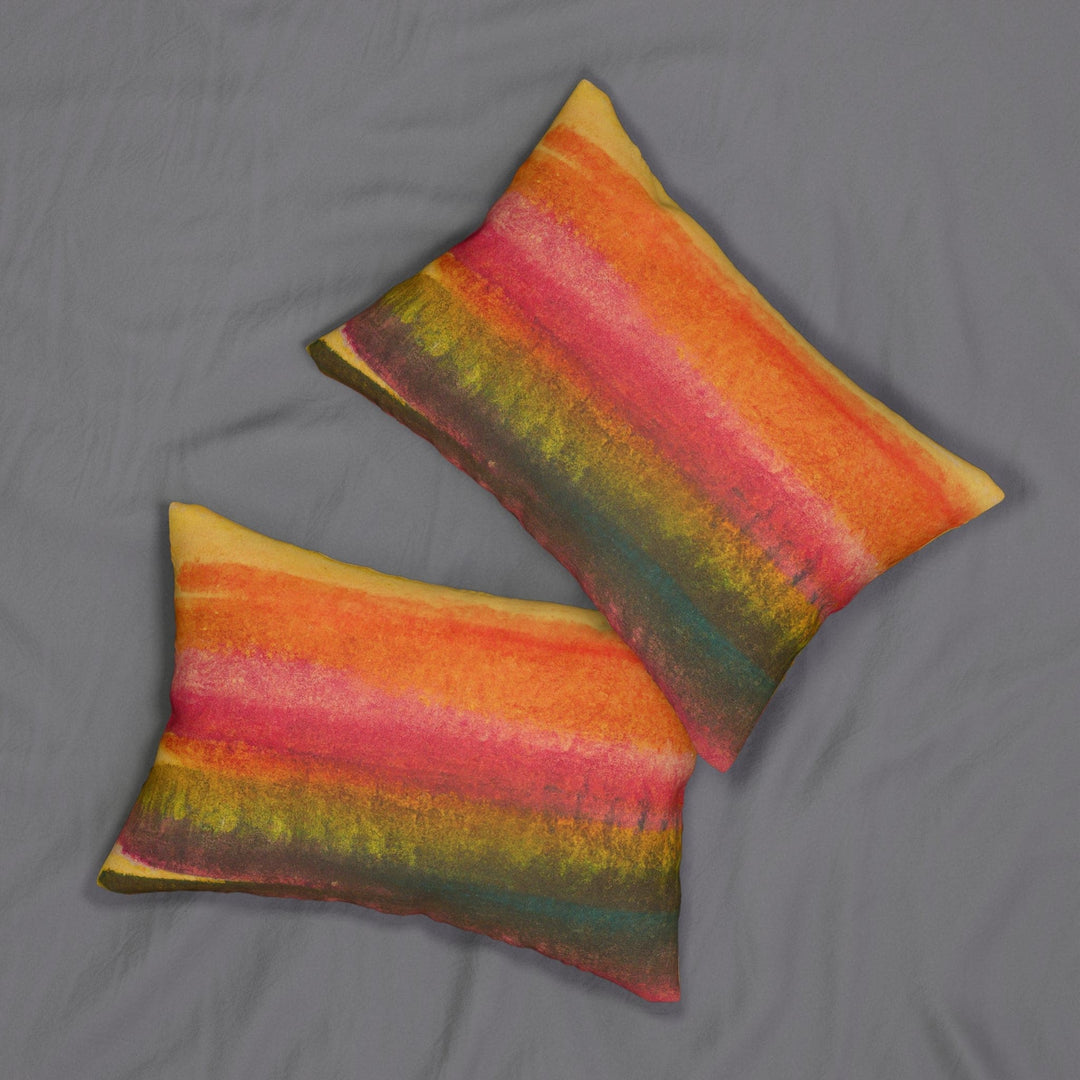 Decorative Lumbar Throw Pillow - Autumn Fall Watercolor Abstract Print-3