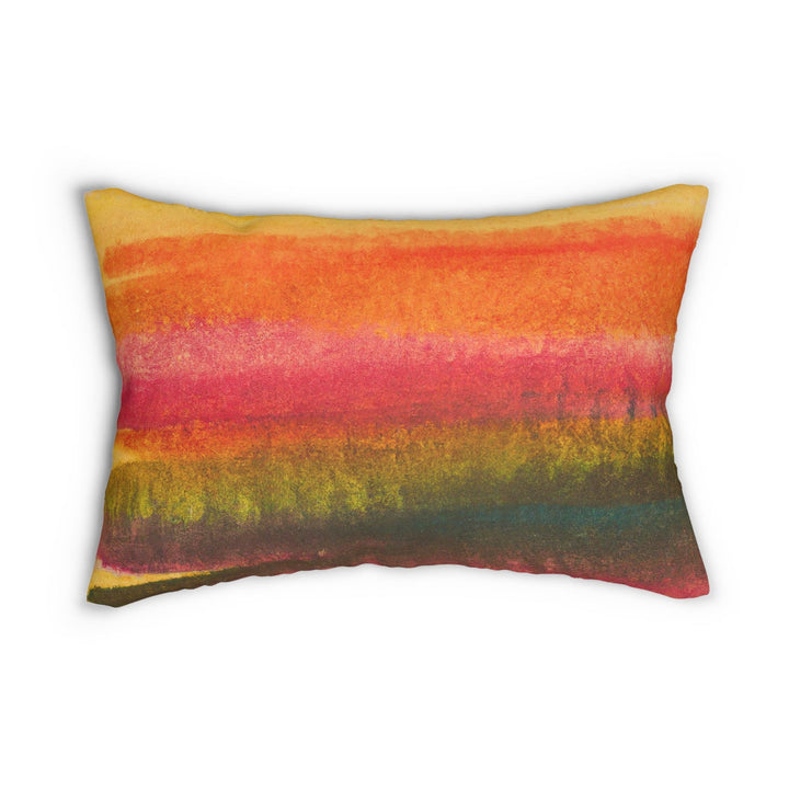 Decorative Lumbar Throw Pillow - Autumn Fall Watercolor Abstract Print-0