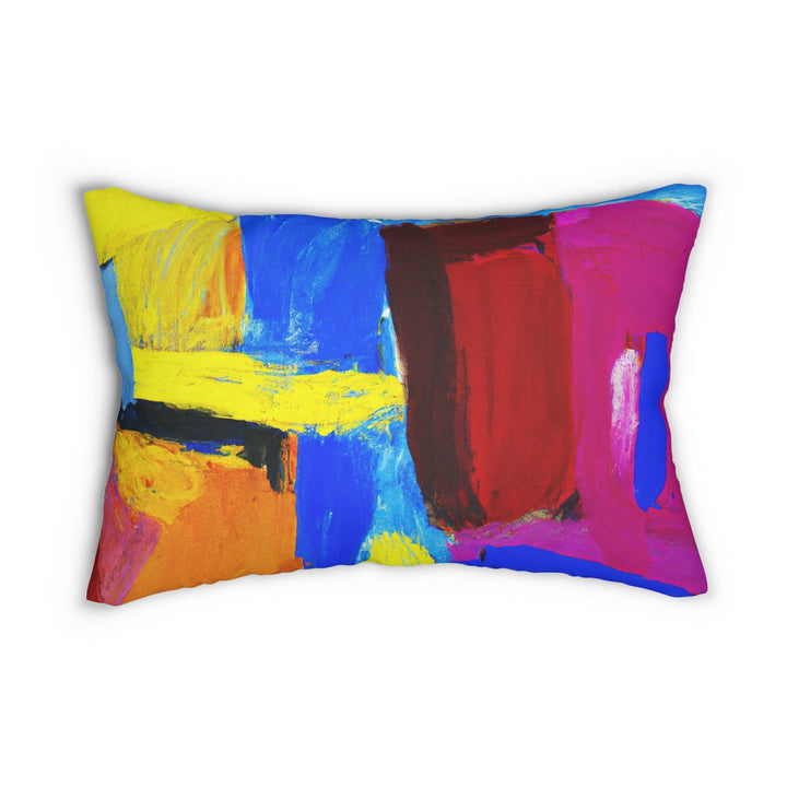 Decorative Lumbar Throw Pillow - Blue Red Yellow Multicolor Abstract Pattern-0