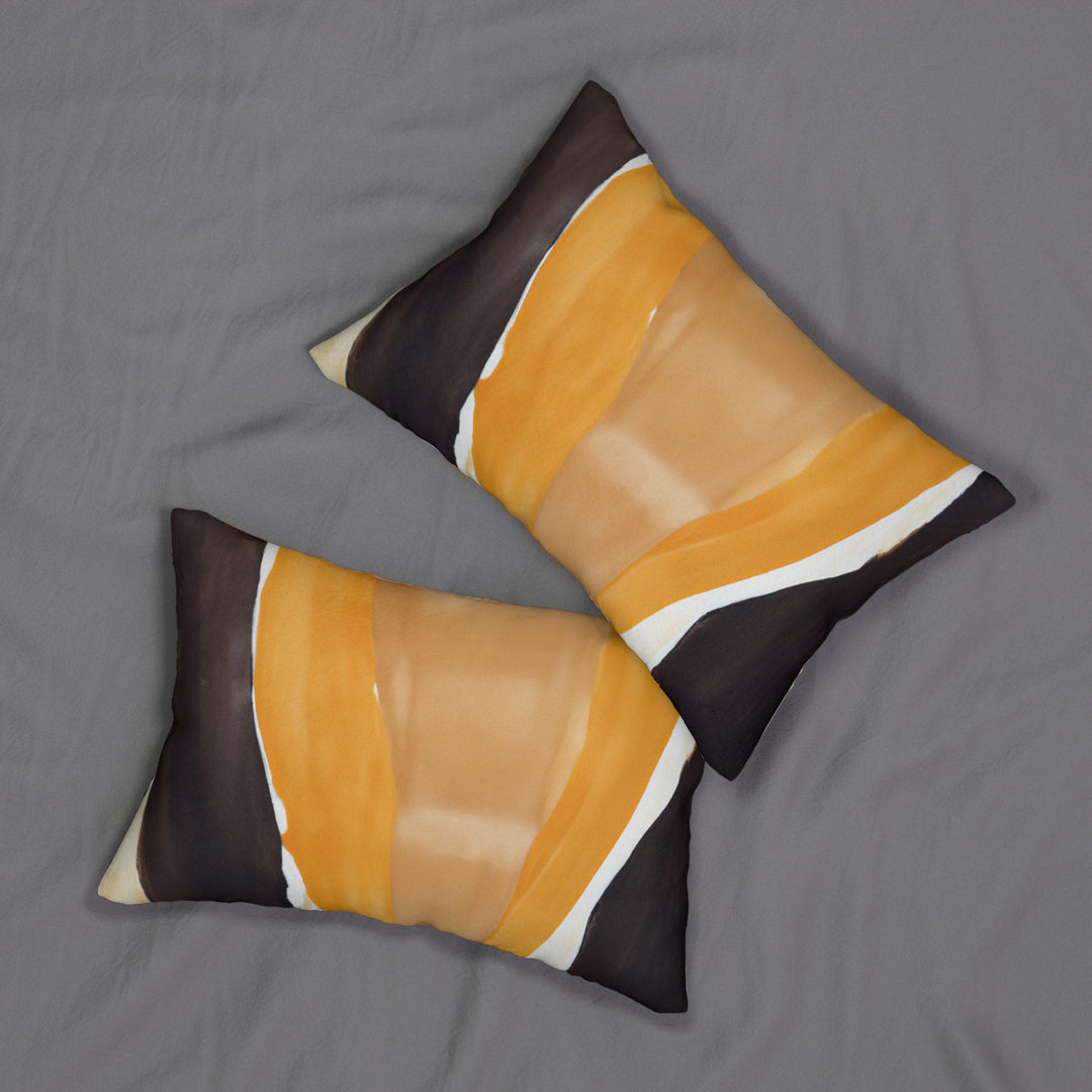 Decorative Lumbar Throw Pillow - Golden Yellow Brown Abstract Pattern-3