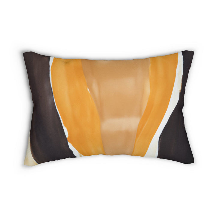 Decorative Lumbar Throw Pillow - Golden Yellow Brown Abstract Pattern-0