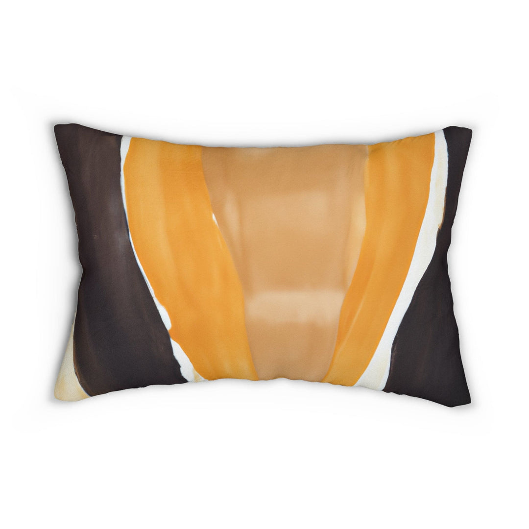 Decorative Lumbar Throw Pillow - Golden Yellow Brown Abstract Pattern-1