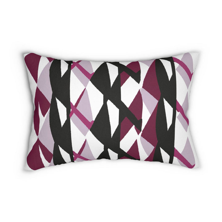 Decorative Lumbar Throw Pillow - Mauve Pink And Black Geometric Pattern-0