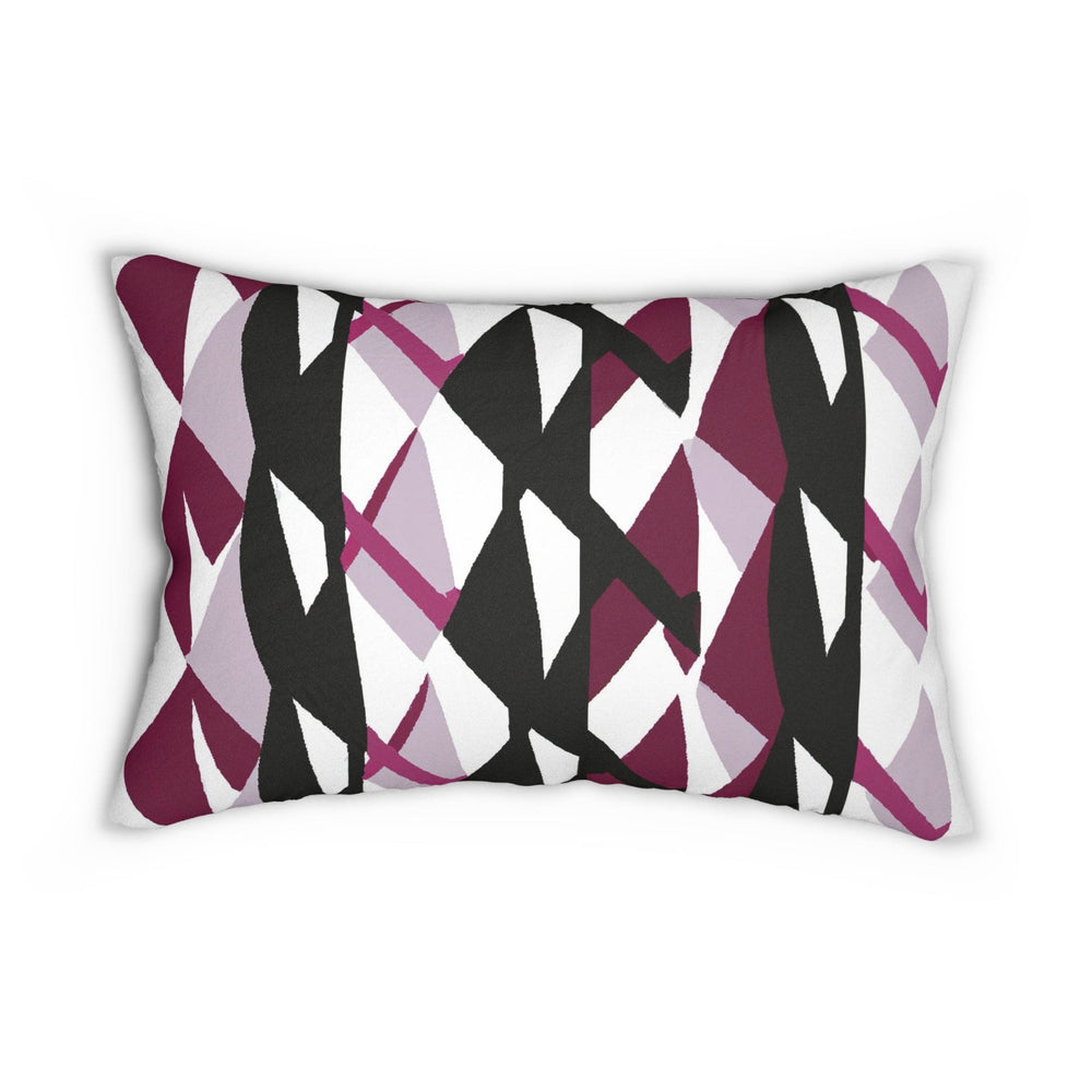 Decorative Lumbar Throw Pillow - Mauve Pink And Black Geometric Pattern-1