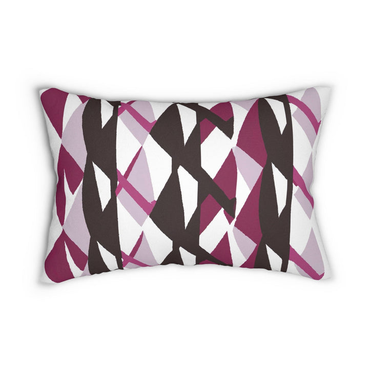 Decorative Lumbar Throw Pillow - Mauve Pink And Maroon Geometric Pattern-0