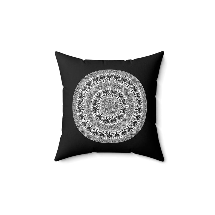 Decorative Throw Pillow Case, Black And White Round Geometric Boho Pattern-9