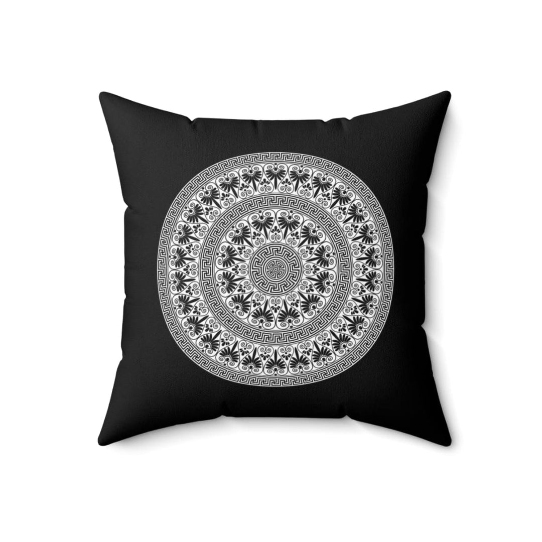 Decorative Throw Pillow Case, Black And White Round Geometric Boho Pattern-6