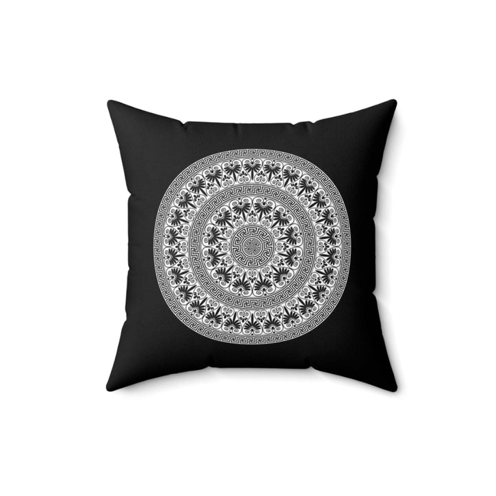 Decorative Throw Pillow Case, Black And White Round Geometric Boho Pattern-4