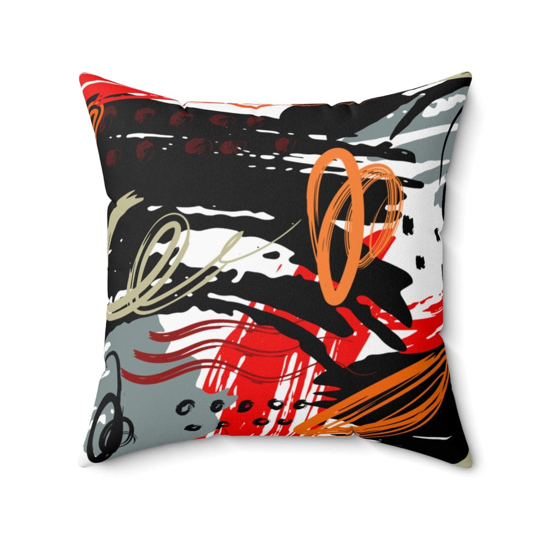 Decorative Throw Pillow Case, Red Black Abstract Pattern-1