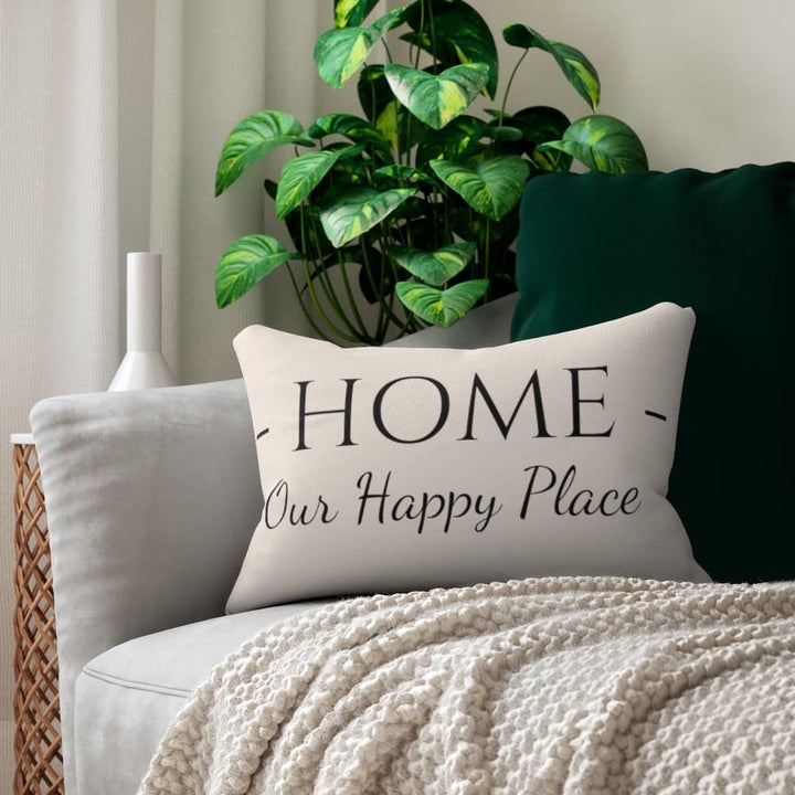 Decorative Throw Pillow - Double Sided / Home Our Happy Place - Beige Black-2