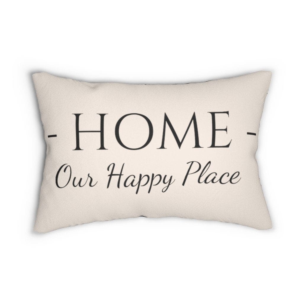 Decorative Throw Pillow - Double Sided / Home Our Happy Place - Beige Black-0