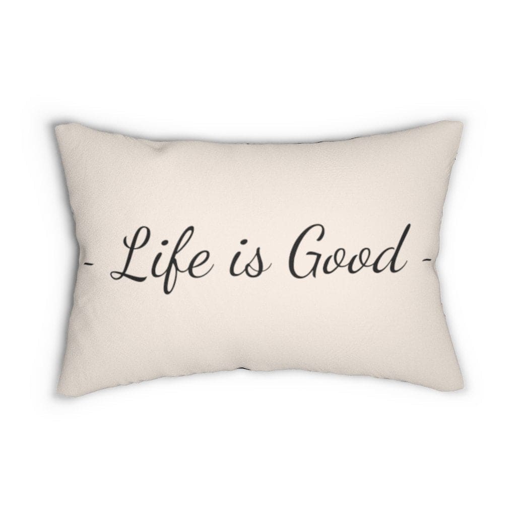 Decorative Throw Pillow - Double Sided / Life Is Good Print - Beige Black-0