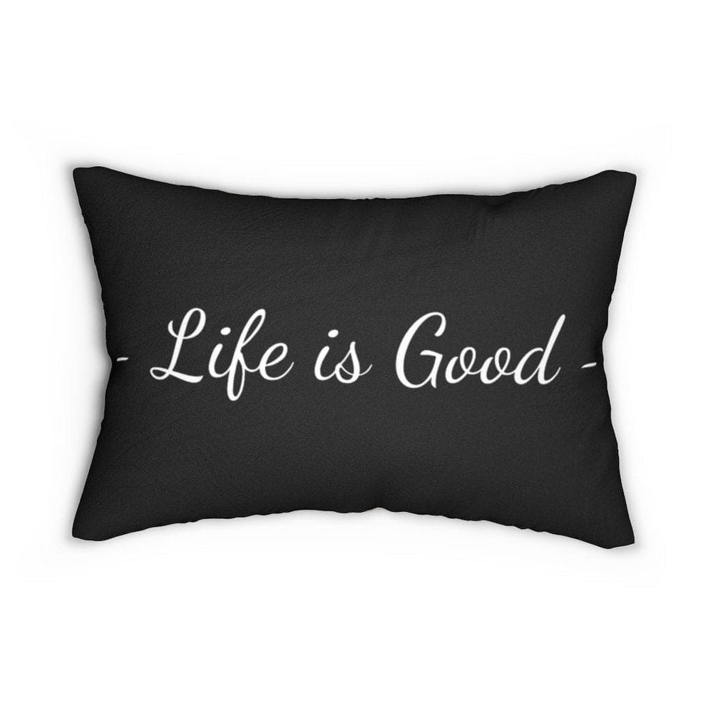 Decorative Throw Pillow - Double Sided / Life Is Good Print - Beige Black-1