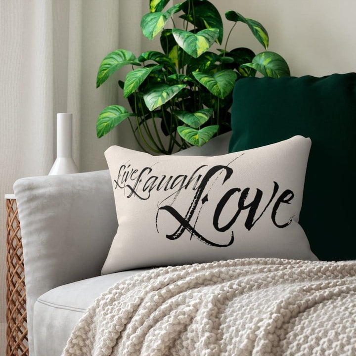 Decorative Throw Pillow - Double Sided / Live Laugh Love - Beige Black-2