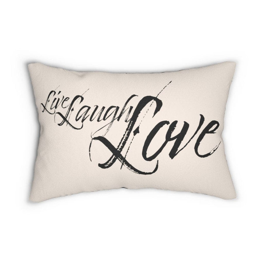 Decorative Throw Pillow - Double Sided / Live Laugh Love - Beige Black-0