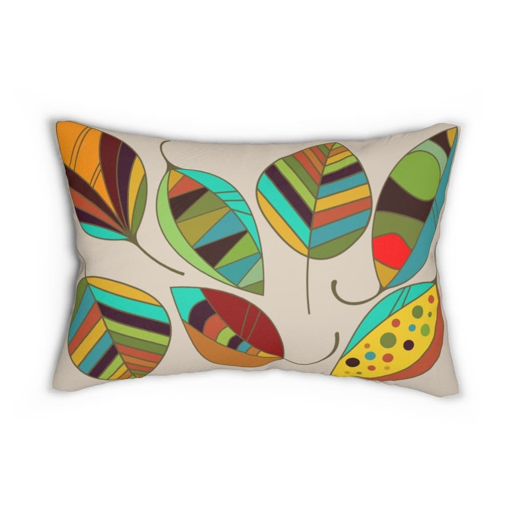 Decorative Throw Pillow - Double Sided Sofa Pillow / Beige Autumn Leaves-1