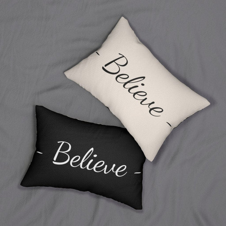 Decorative Throw Pillow - Double Sided Sofa Pillow / Believe - Beige Black-3