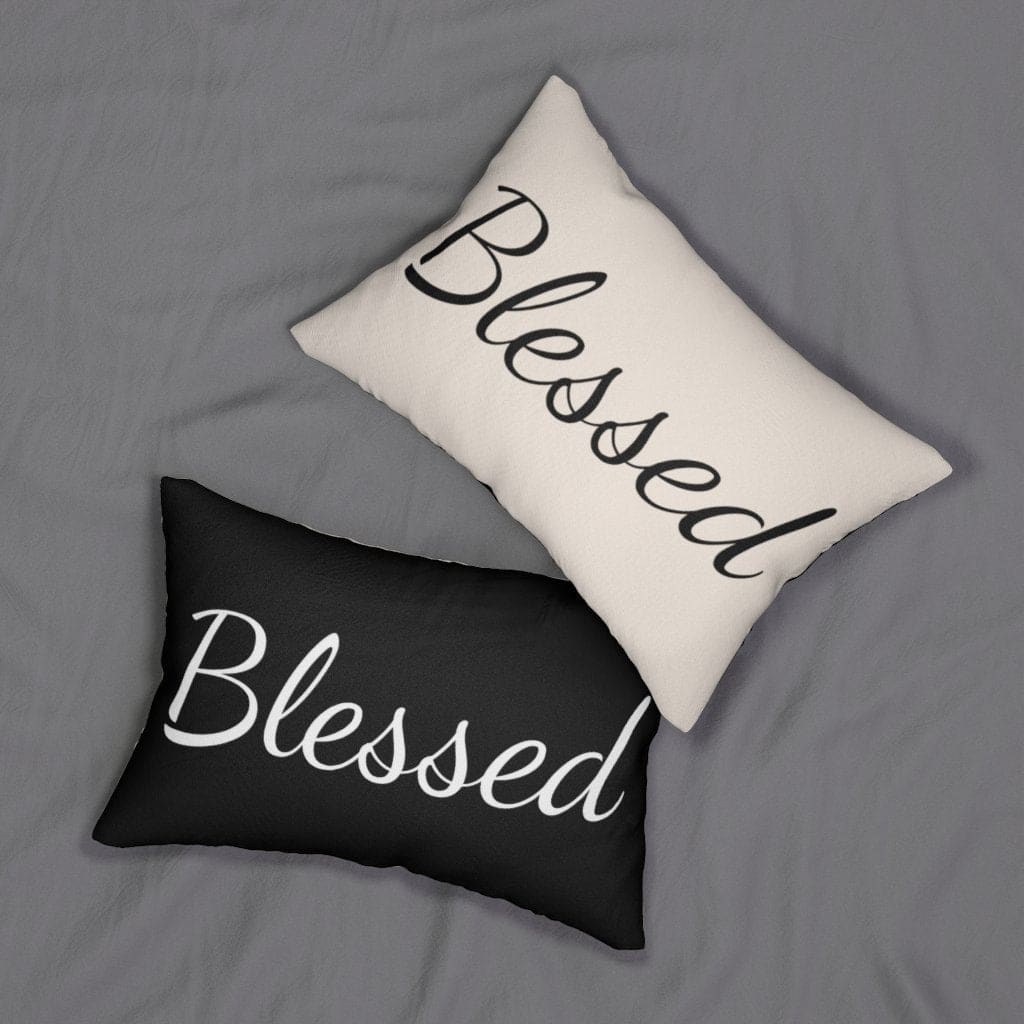 Decorative Throw Pillow - Double Sided Sofa Pillow / Blessed - Beige Black-4