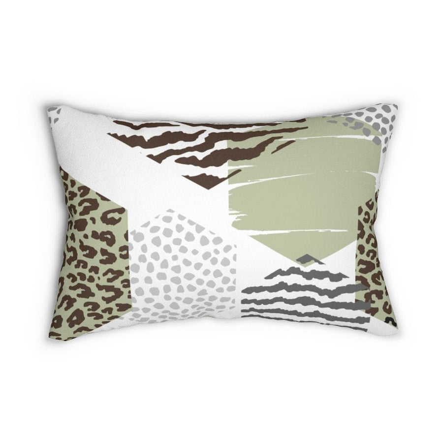 Decorative Lumbar Throw Pillow, Pastel Brown And Green Geometric Pattern-0