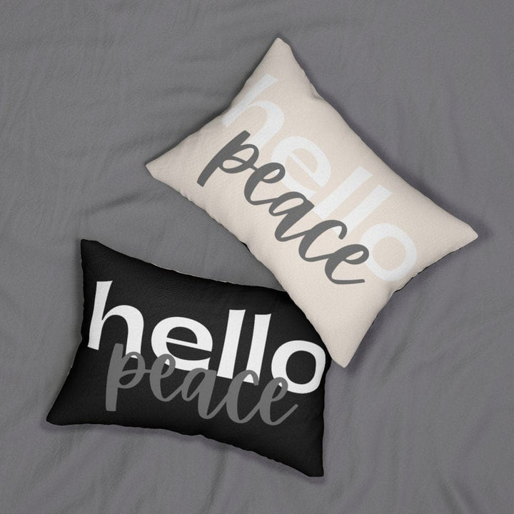 Decorative Throw Pillow - Double Sided Sofa Pillow / Hello Peace - Black/beige-4