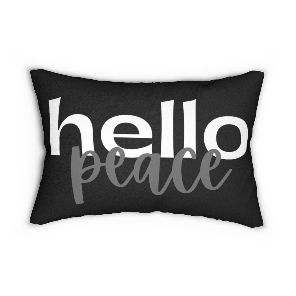 Decorative Throw Pillow - Double Sided Sofa Pillow / Hello Peace - Black/beige-1