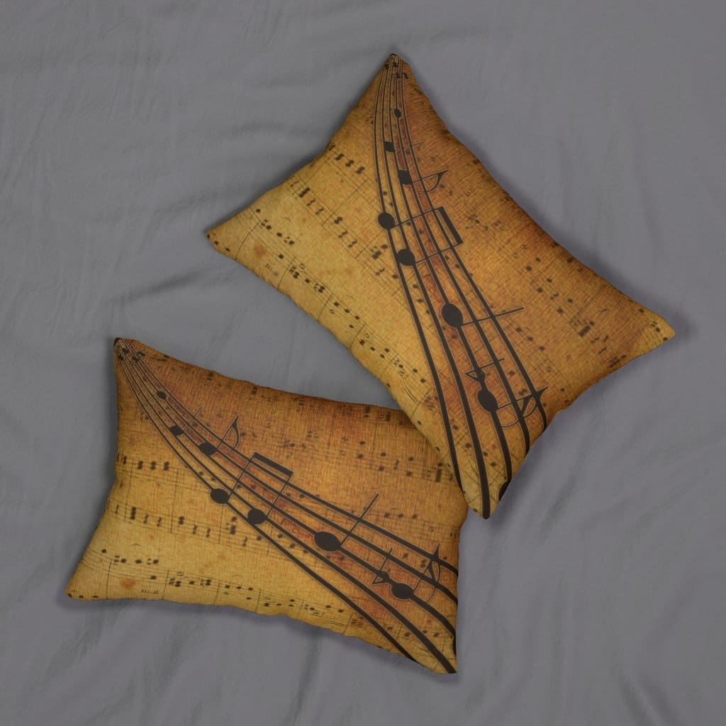 Decorative Throw Pillow - Double Sided Sofa Pillow / Musical Notes - Brown-4