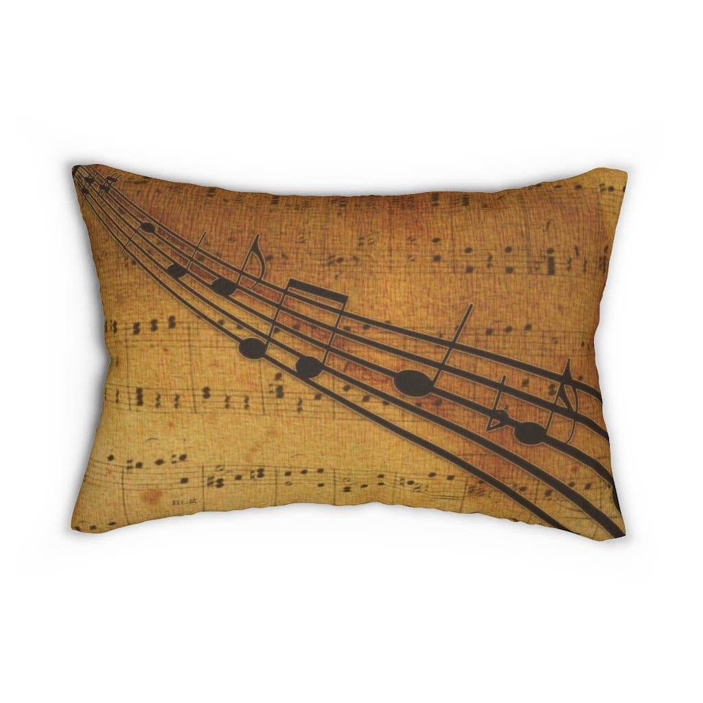 Decorative Throw Pillow - Double Sided Sofa Pillow / Musical Notes - Brown-1