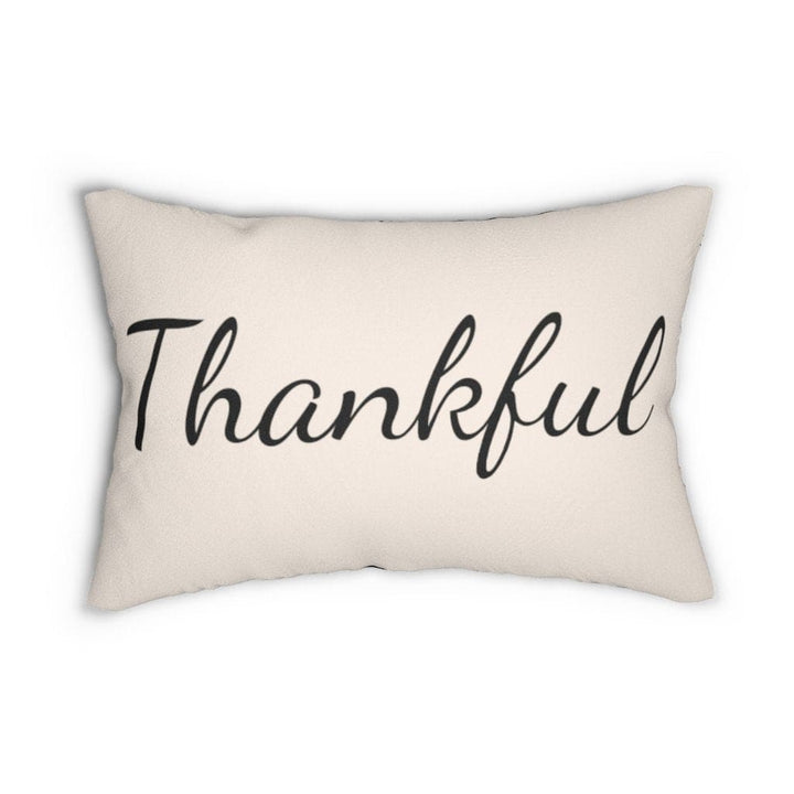 Decorative Throw Pillow - Double Sided Sofa Pillow / Thankful - Beige/black-0