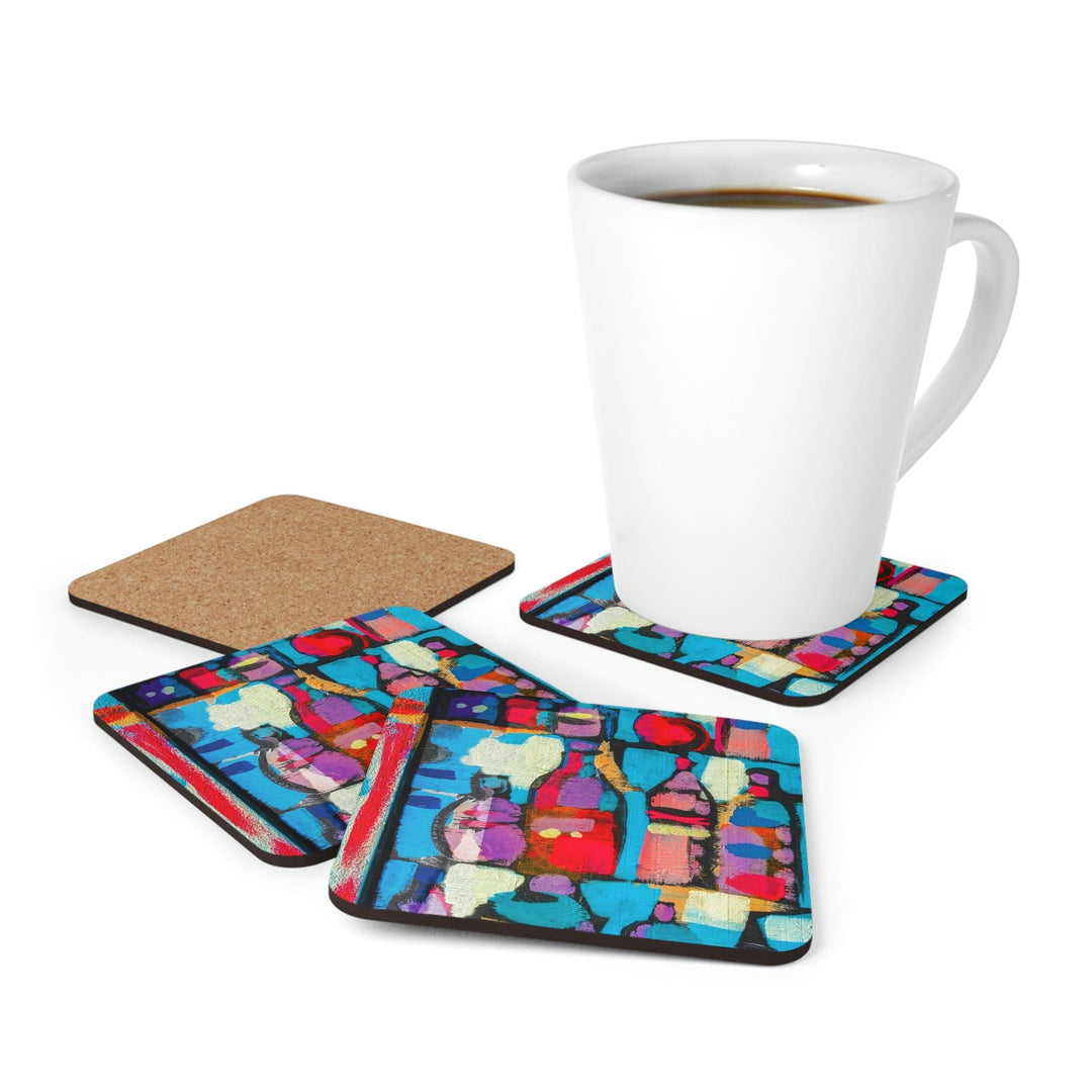 Home Decor, Coaster Set - 4 Piece Home/office, Sutileza Smooth Colorful Abstract Print-4