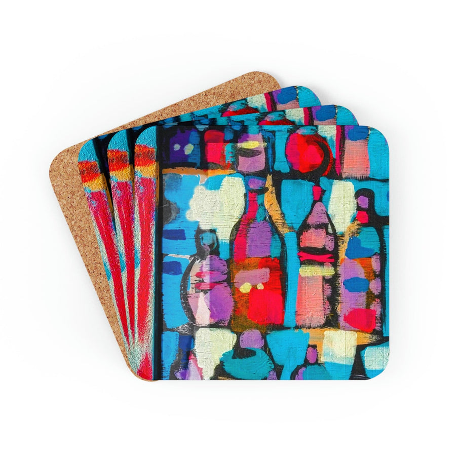 Home Decor, Coaster Set - 4 Piece Home/office, Sutileza Smooth Colorful Abstract Print-0