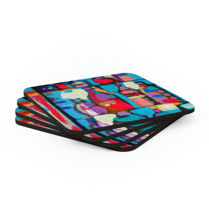 Home Decor, Coaster Set - 4 Piece Home/office, Sutileza Smooth Colorful Abstract Print-3