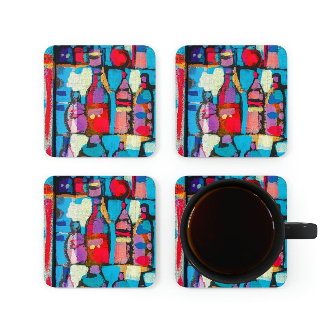 Home Decor, Coaster Set - 4 Piece Home/office, Sutileza Smooth Colorful Abstract Print-5