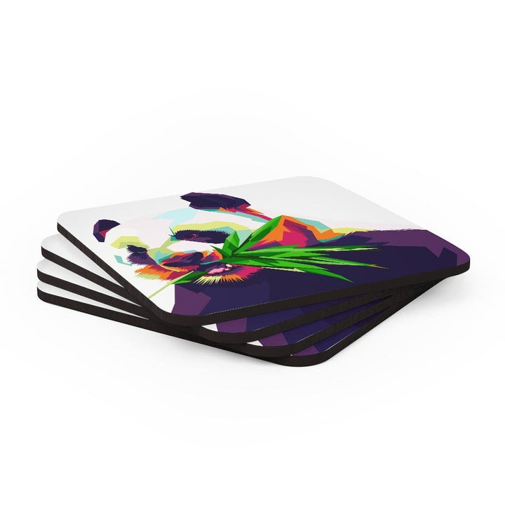 Corkwood Coaster Set - 4 Pieces / Colorful Pop Art Panda-3