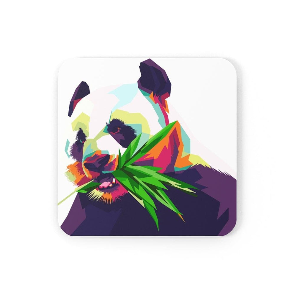 Corkwood Coaster Set - 4 Pieces / Colorful Pop Art Panda-1