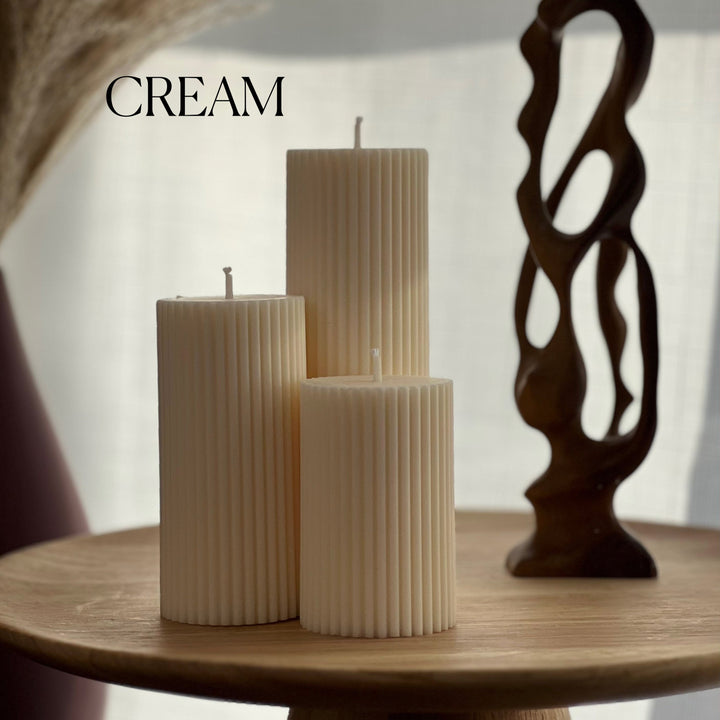 Ribbed Pillar Candle Set-4