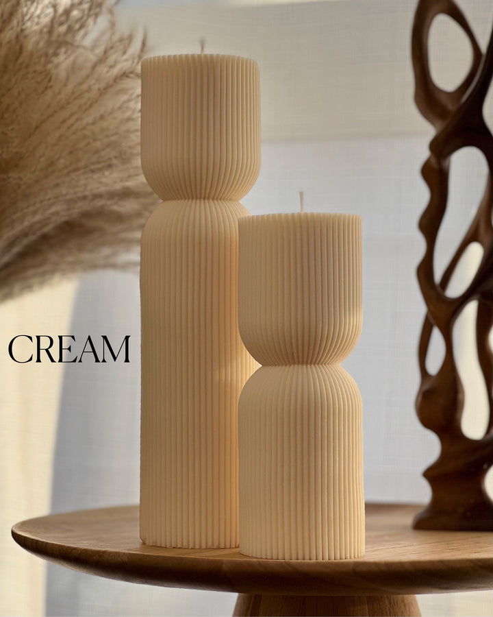 Ribbed Hourglass Pillar Candle-2