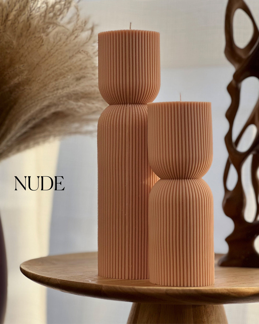 Ribbed Hourglass Pillar Candle-1