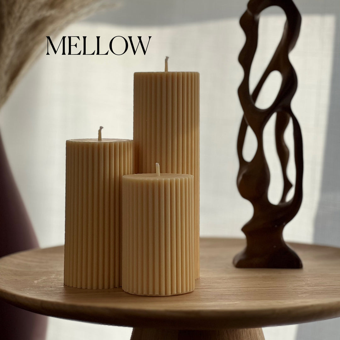 Ribbed Pillar Candle Set-5