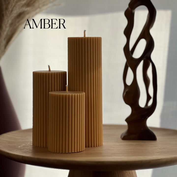 Ribbed Pillar Candle Set-6