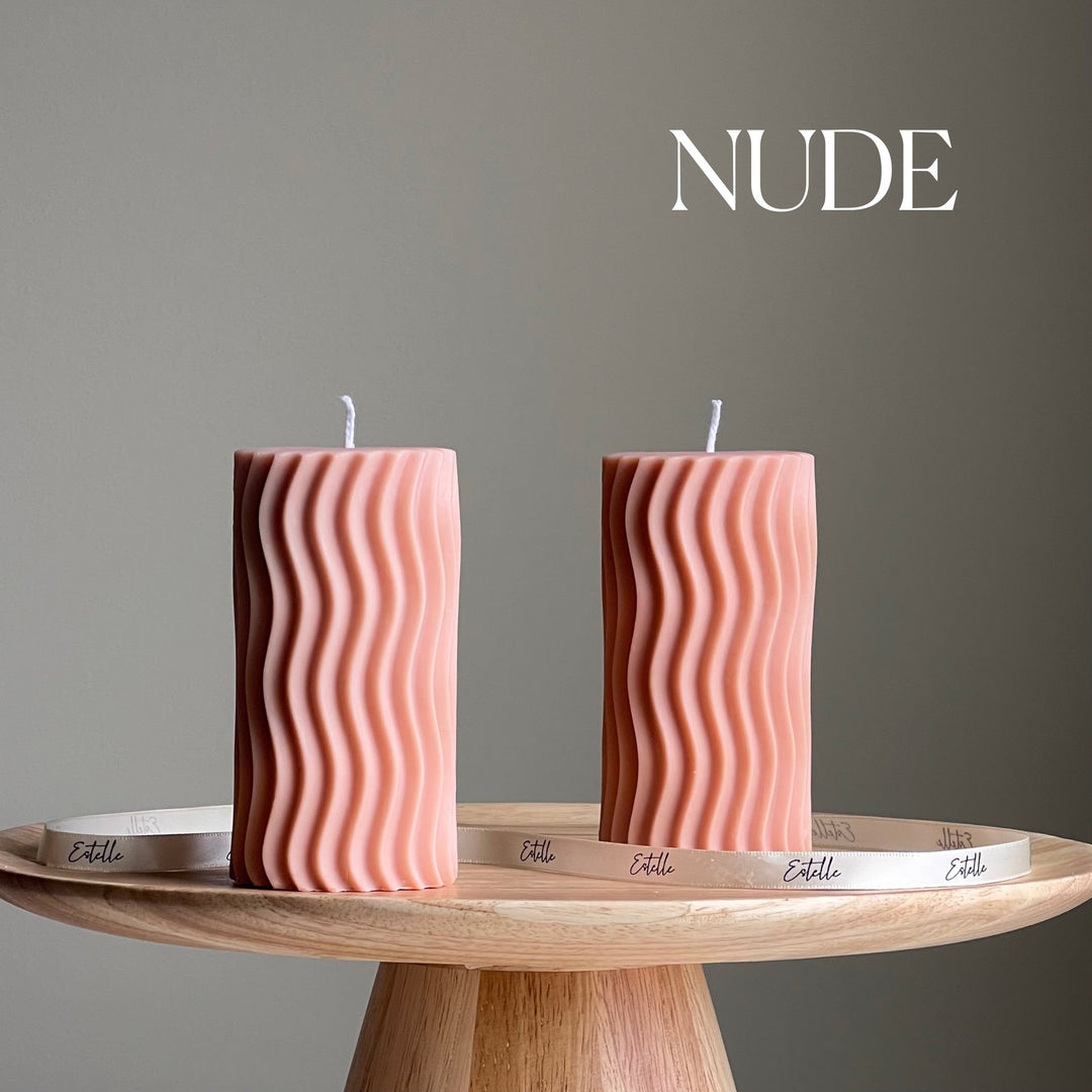 Ribbed Wave Pillar Candle-1